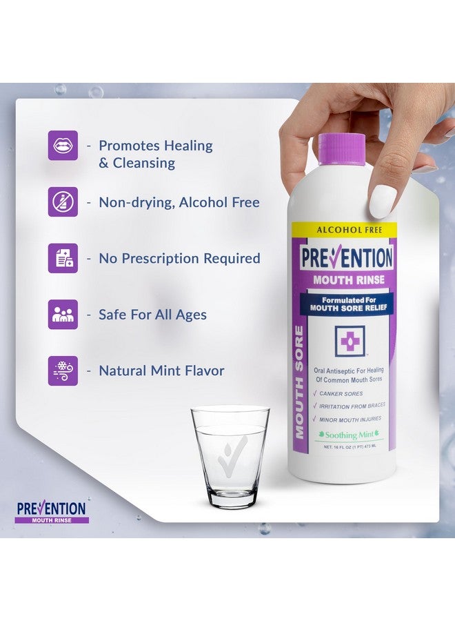 PHS Brands Prevention Mouth Sore Rinse with Hydrogen Peroxide, Canker Sore Treatment, Oral Pain Relief Mouthwash for Sores Ulcers and Braces, Alcohol-Free and Fluoride-Free, Soothing Mint 16 oz 1-Pack - Image 4