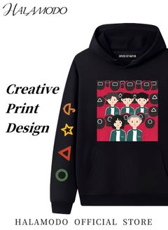 Generic Unisex Hoodies Long-Sleeved Printed Tops Casual Sweatshirts of Soft Cotton Sportswear Fashion Youth Pullovers with Drawstrings and Large Pockets for Daily Wear  - Image 3