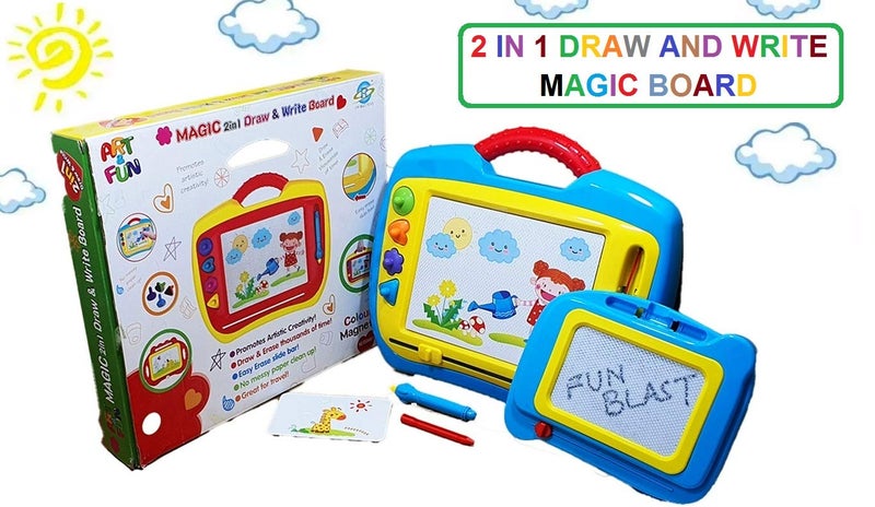 FunBlast Magic Slate with Pen for Kids, 2 in 1 Draw and Write Magic Board - Doddle Board for Kids, Erasable Colorful Education Sketching Boards (Random Color Dispatch) - Image 1