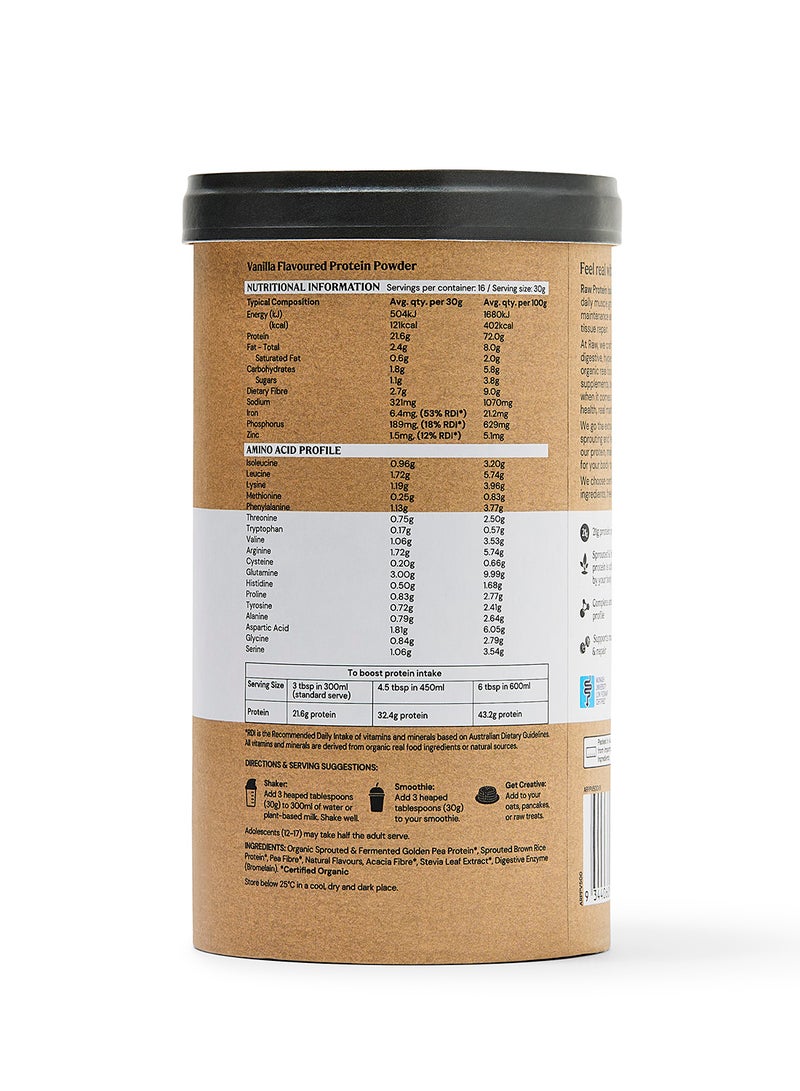 Raw بروتين عازل خام من أمازونيا بنكهة الفانيليا 500 جرام - Image 2