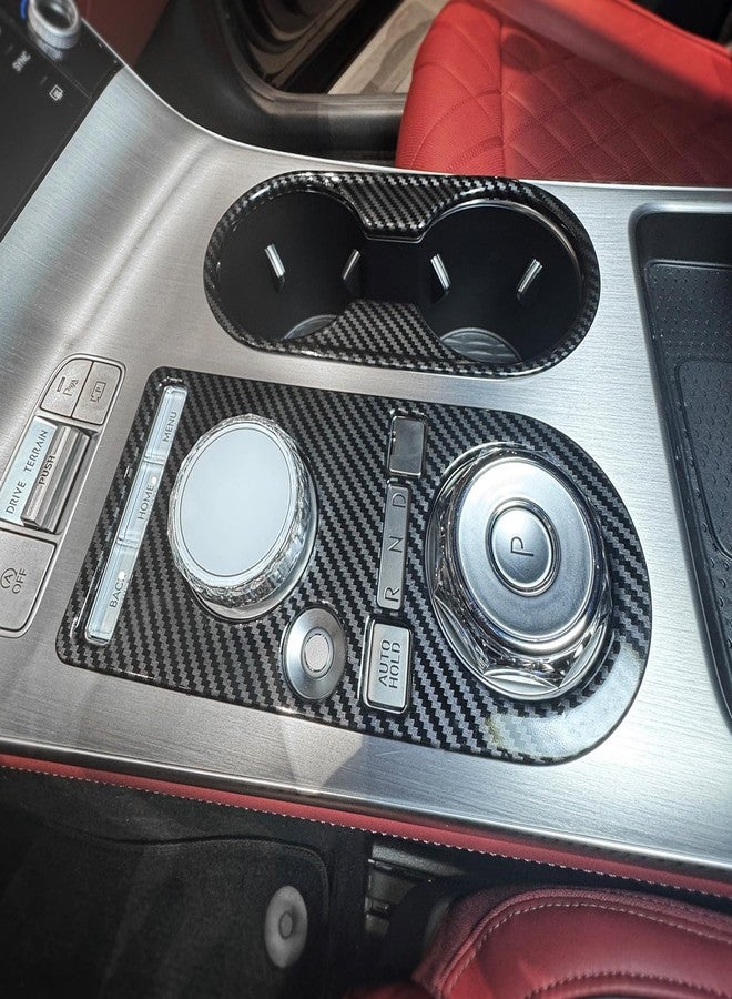 JUIVEEL ABS Central Gear Shift Panel Cover Center Control Water Cup Holder Cover Trim Center Console Gear Shift Panel Cover Compatible with Genesis GV70 2025 [PE] Accessories (Carbon Fiber Style) - Image 4