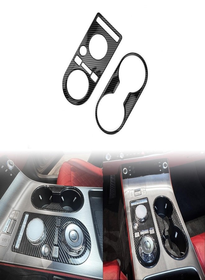 JUIVEEL ABS Central Gear Shift Panel Cover Center Control Water Cup Holder Cover Trim Center Console Gear Shift Panel Cover Compatible with Genesis GV70 2025 [PE] Accessories (Carbon Fiber Style) - Image 1