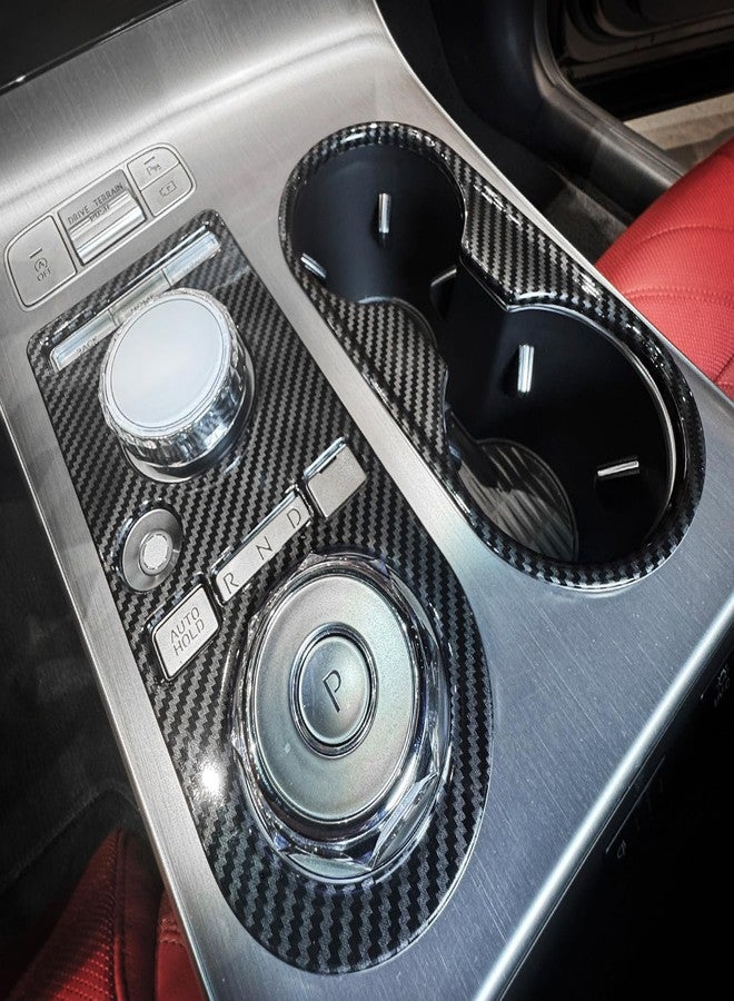 JUIVEEL ABS Central Gear Shift Panel Cover Center Control Water Cup Holder Cover Trim Center Console Gear Shift Panel Cover Compatible with Genesis GV70 2025 [PE] Accessories (Carbon Fiber Style) - Image 5