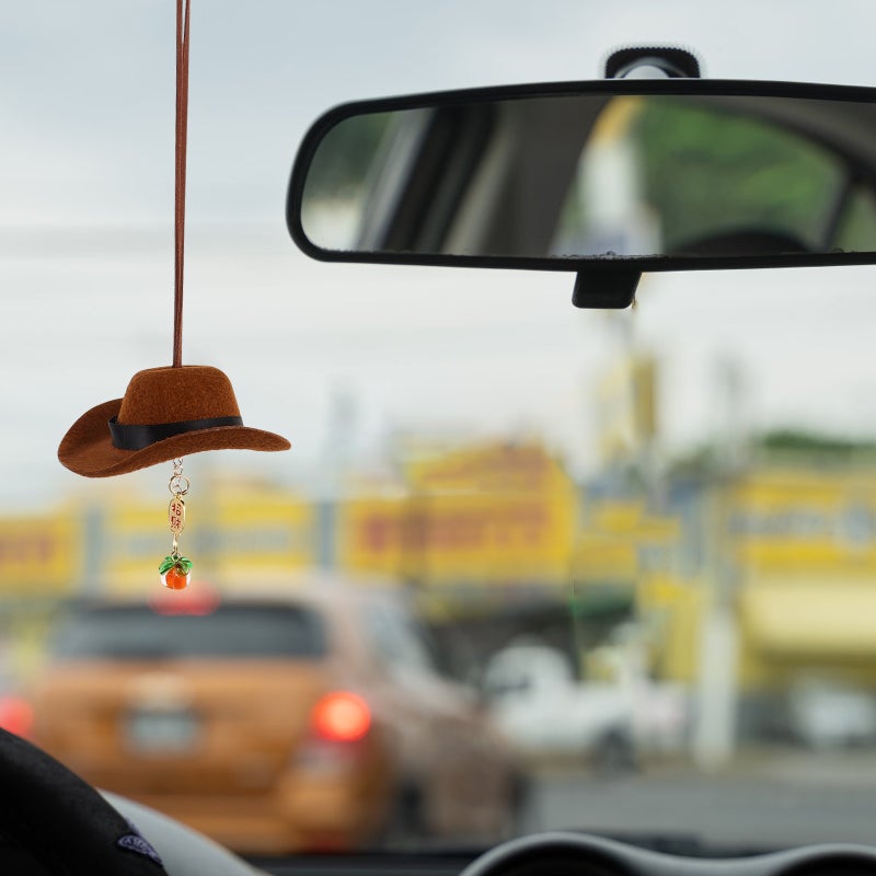 Hat Car Pendant Charm Country Rear View Mirror Decor Cute Handmade Felt Mini Hat Wealth Ornament Pendent Auto Interior Decor - Image 5