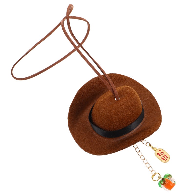 Hat Car Pendant Charm Country Rear View Mirror Decor Cute Handmade Felt Mini Hat Wealth Ornament Pendent Auto Interior Decor - Image 1