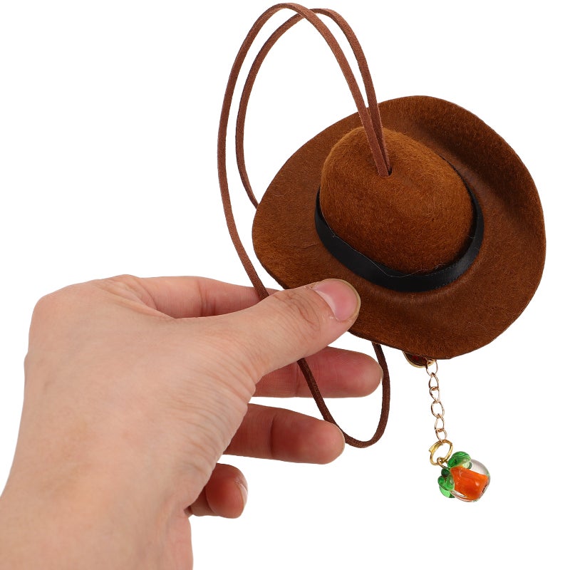 Hat Car Pendant Charm Country Rear View Mirror Decor Cute Handmade Felt Mini Hat Wealth Ornament Pendent Auto Interior Decor - Image 2