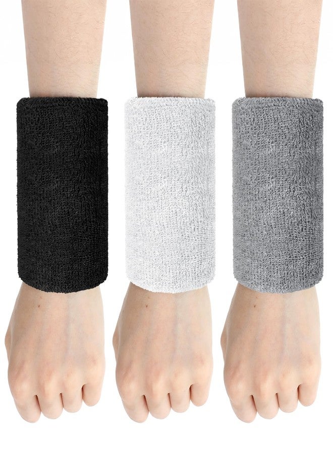 Grevosea 6 Pack Cotton Elastic Wrist Sweatbands for Men Women 4 Inch Gymnastics Wristbands Absorbent Breathable Sports Wristband for Tennis Running Gym Football Hiking Cycling - Image 1