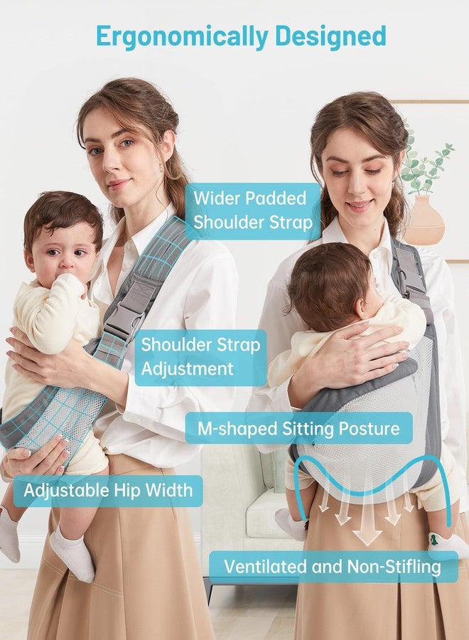 Mumgaroo Baby Sling Carrier, Cotton and 3D Breathable Mesh, Ergonomically Adjustable Baby Carrier Newborn to Toddler with Safety Buckle, Portable, One Size Fits All, Up to 33 lbs, Light Grey - Image 3