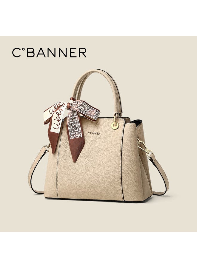 C.banner Top-grain Leather Handbag For Women, Tote Bag, Shoulder Bag, Crossbody Bag, Large Capacity, Birthday And New Year Gift For Girlfriend - Image 1