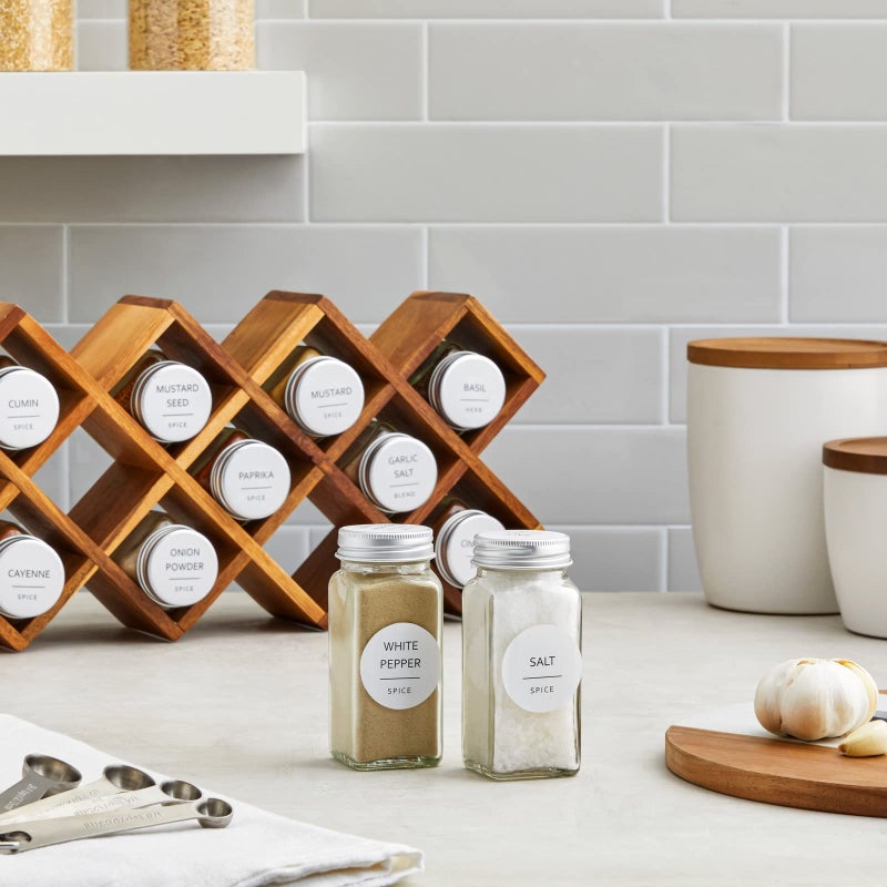 Talented Kitchen 144 Spice Labels Stickers, White Spice Jar Labels Preprinted for Spice Jar Lids, Seasoning Herbs Spice Rack Organization, Water Resistant, Black Minimalist (Round 1.5 in) - Image 2