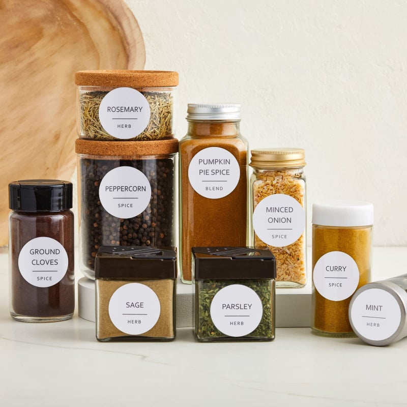 Talented Kitchen 144 Spice Labels Stickers, White Spice Jar Labels Preprinted for Spice Jar Lids, Seasoning Herbs Spice Rack Organization, Water Resistant, Black Minimalist (Round 1.5 in) - Image 4