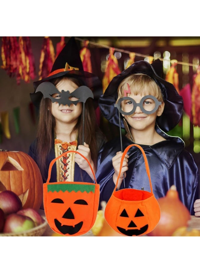 2 Pack Pumpkin Candy Bags, Non-Woven Gift Bags for Kids Trick or Treat Bags, Treat Bags, Candy Bucket Halloween (C) - Image 2
