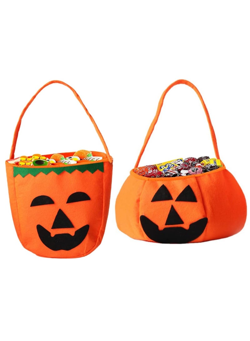 2 Pack Pumpkin Candy Bags, Non-Woven Gift Bags for Kids Trick or Treat Bags, Treat Bags, Candy Bucket Halloween (C) - Image 5