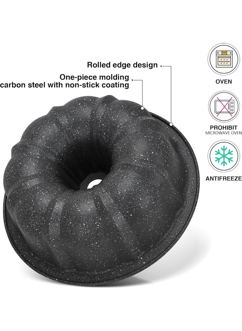 Bundform Pan 25cm, Carbon Steel Granite Non Stick 8.0cm Deep Bundform Pan | Non Toxic PFOA Free Cake Mold | High Heat Durable Baking Mold for Cake, Jello, Gelatin - Image 2