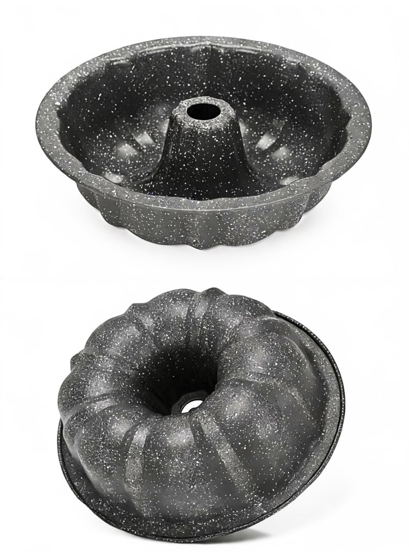 Bundform Pan 25cm, Carbon Steel Granite Non Stick 8.0cm Deep Bundform Pan | Non Toxic PFOA Free Cake Mold | High Heat Durable Baking Mold for Cake, Jello, Gelatin - Image 1