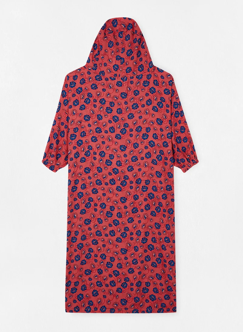 Hayat Praying Dress With Floral Prints And With Attached Veil