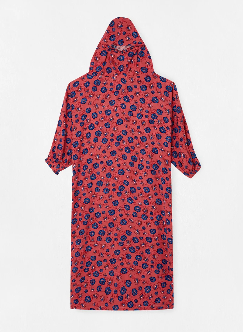 Hayat Praying Dress With Floral Prints And With Attached Veil