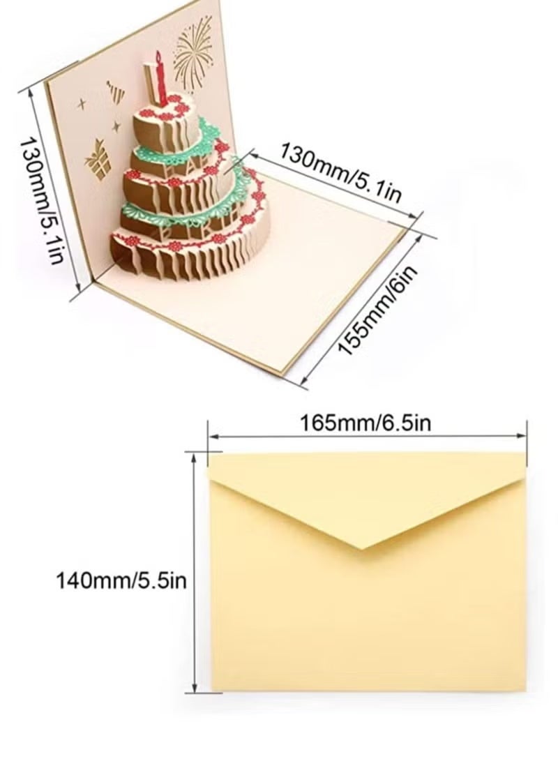 3D Birthday Card, Folded Greeting Card with 3 Layers Cake, Exquisite Paper Cut Birthday Card Pop Up Cards, Warm Gifts for lover and Friends - Image 3