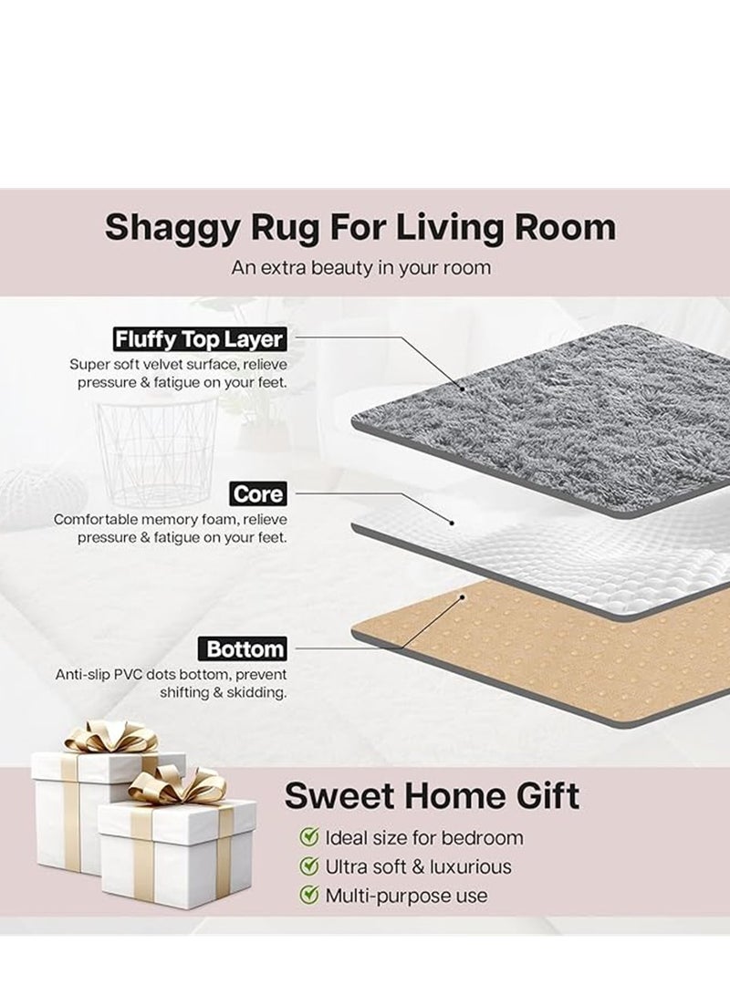 سوبر لينة السجاد ، السجاد منتفخ المنطقة ، ديكور المنزل الحديثة الكلمة حصيرة الطفل ، ومناسبة لغرفة نوم وغرفة معيشة غرفة الطفل الداخلية ديكور المنزل السجاد ( رمادي داكن ، 150 × 200 سم ) - Image 5