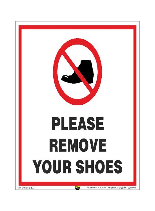 Mr. Safe - Please Remove Your Shoes Sign PVC Sticker 8 inch X 8 inch - Image 1