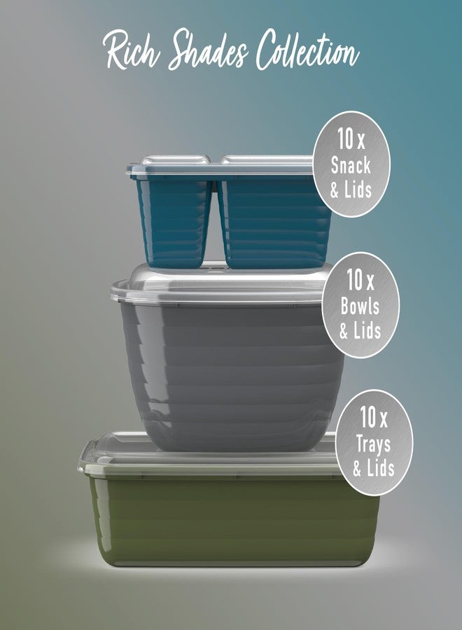 Bentgo مجموعة تحضير الوجبات المتنوعة من بنتغو 60 قطعة - حاويات طعام قابلة لإعادة الاستخدام، صواني قسم واحد، أطباق تحضير، وصناديق وجبات خفيفة لتناول الطعام الصحي - آمنة للاستخدام في الميكروويف، الفريزر، وغسالة الصحون (ألوان غنية) - Image 4