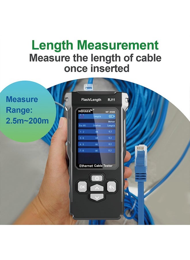NOYAFA - NOYAFA NF-8506 Network Cable Tester with IP Scan, TDR CAT5 CAT6 Ethernet Cable Tester, PoE PingTest, Network Rate Test, Port Flashing, Network Tester Cable Toner for RJ11 RJ45 - Image 1