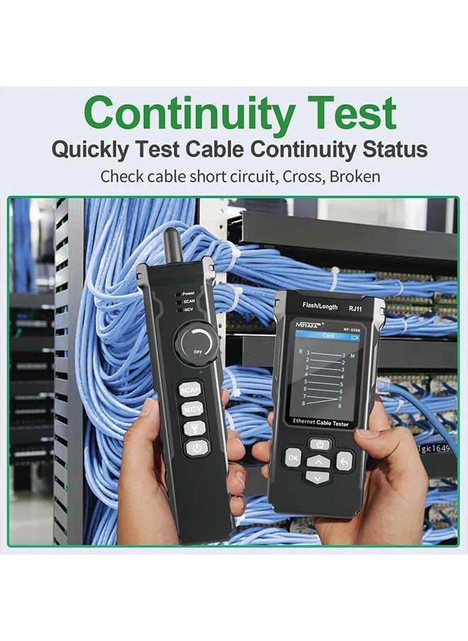 NOYAFA - NOYAFA NF-8506 Network Cable Tester with IP Scan, TDR CAT5 CAT6 Ethernet Cable Tester, PoE PingTest, Network Rate Test, Port Flashing, Network Tester Cable Toner for RJ11 RJ45 - Image 1