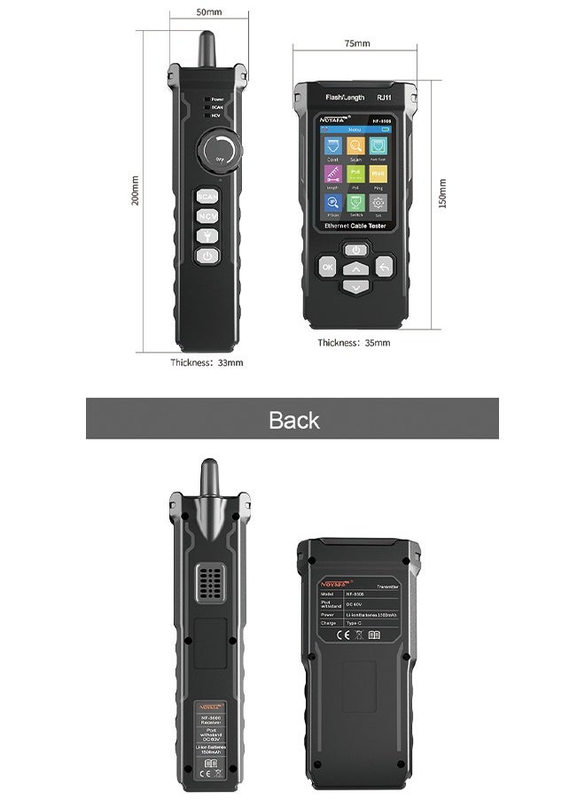 NOYAFA - NOYAFA NF-8506 Network Cable Tester with IP Scan, TDR CAT5 CAT6 Ethernet Cable Tester, PoE PingTest, Network Rate Test, Port Flashing, Network Tester Cable Toner for RJ11 RJ45 - Image 1