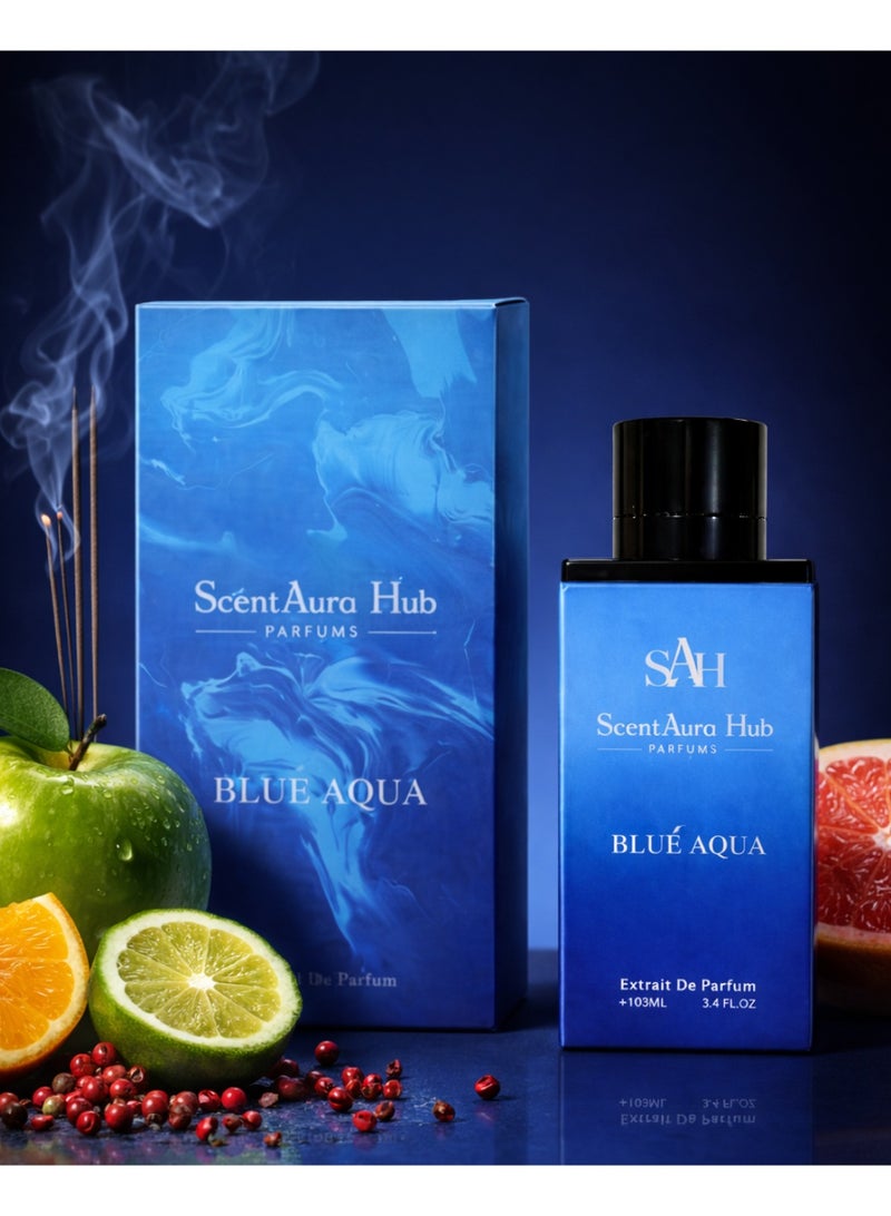 ScéntAura Hub BLUE AQUA Woody Aromatic Unisex Perfume 100ml Inspired by Bleu Exclusif 2025 - Image 4