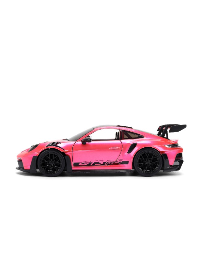 JADA جادة سلاسل وردية 1:24 - بورش 911 (992) GT3RS، سيارة مصبوبة مع قاعدة، ألعاب للأطفال والبالغين - Image 4