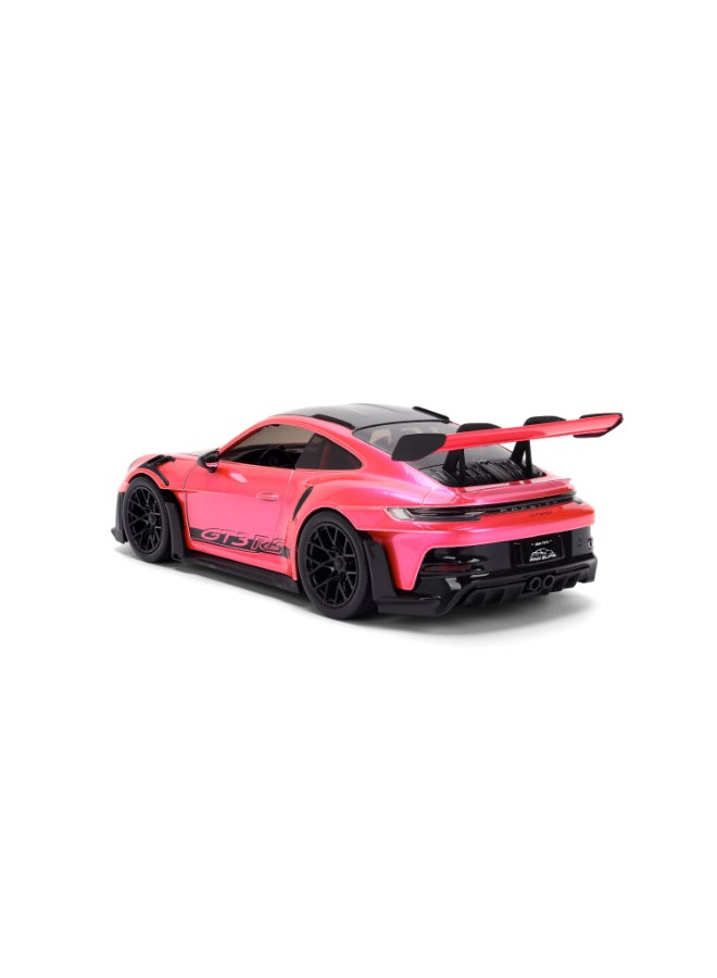 JADA جادة سلاسل وردية 1:24 - بورش 911 (992) GT3RS، سيارة مصبوبة مع قاعدة، ألعاب للأطفال والبالغين - Image 5
