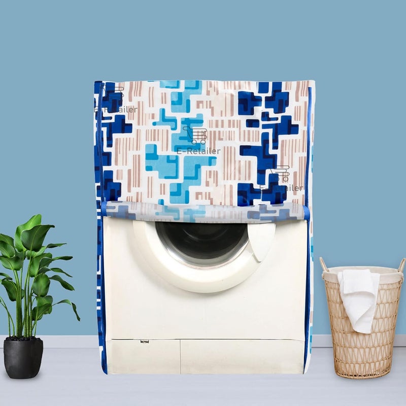 E-Retailer ERetailer Exclusive Polyester Combo Set of 1 Pc Front Load Washing Machine Cover and 1 Pc Foldable Laundry BagColorBlue DesignGeometric Set Contains2 Pcs - Image 2