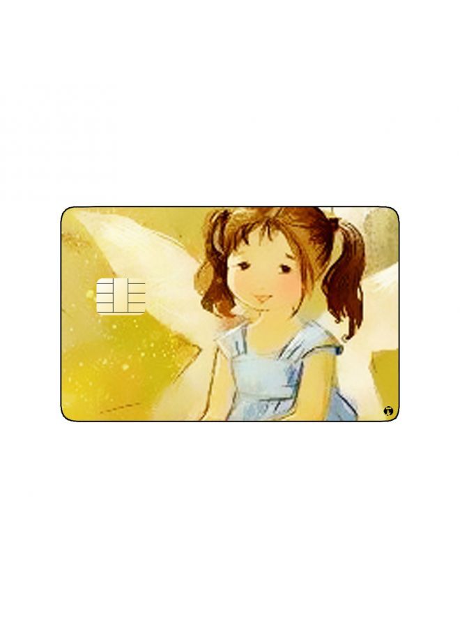 RKN PRINTED BANK CARD STICKER Cute Girl Drawing In Blue Dress Vintage Art - Image 2