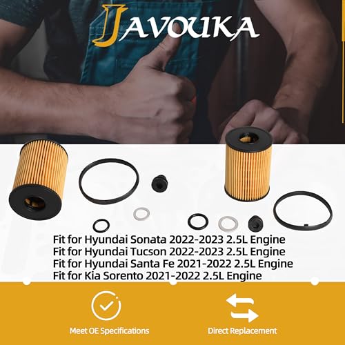 JAVOUKA 6 PCS 26350-2S000 Oil Filter for 2.5L Engine Fit for Hyundai Sonata for Tucson 2022-2023, for Santa Fe, Fit for Kia Sorento 2021-2022 Replaces OE# 21513-23001 - Image 2