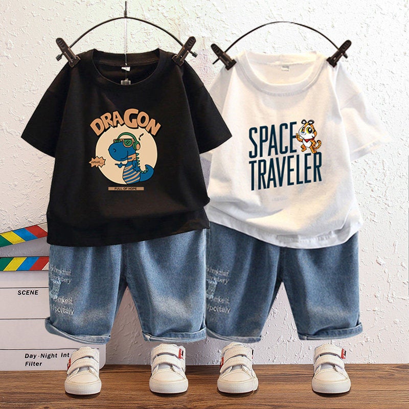 Pure Cotton Kidsren's Cute Baby Short-Sleeved T-Shirt Summer 2025 New Versatile Casual Tops for Small and Medium-Sized Kidsren and Boys - Image 2