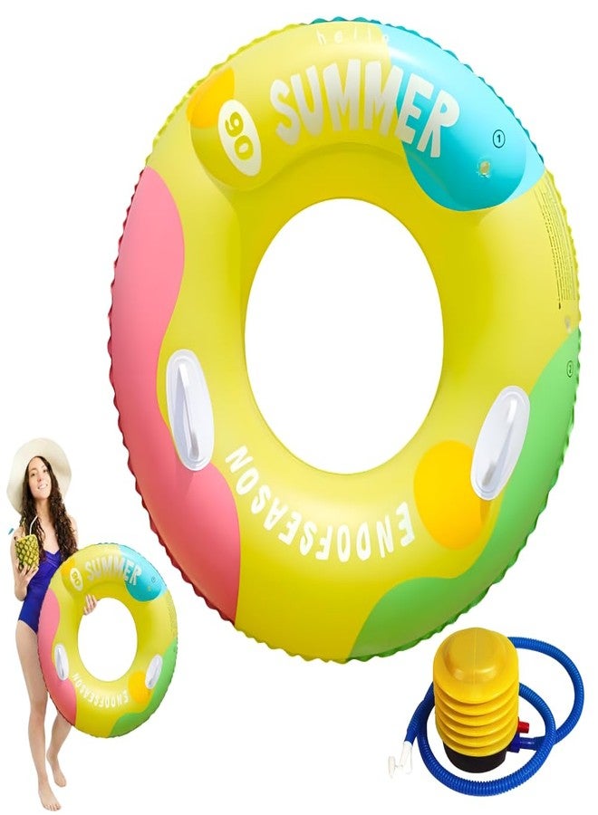 SOLDTRUE Swim Ring with Pump | Lively Print Swimming Tube Floating Swim Multi Colour Ring for Adult Big Size | Swimming Pool Raft Float Tube Giant Tire for Adults with Pump (80 cm.)(1 Pcs) - Image 1
