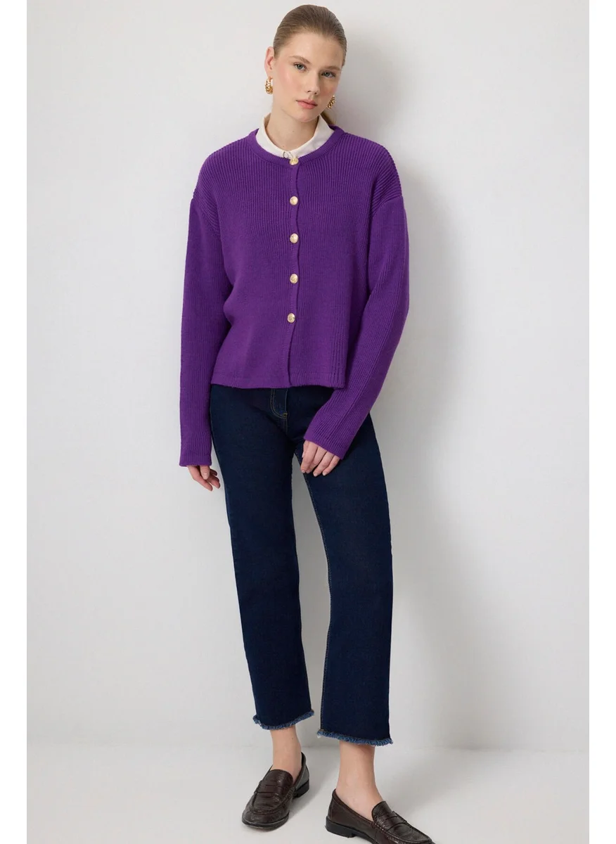 Touche Gold Buttoned Short Cardigan