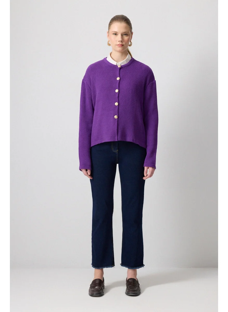 Touche Gold Buttoned Short Cardigan