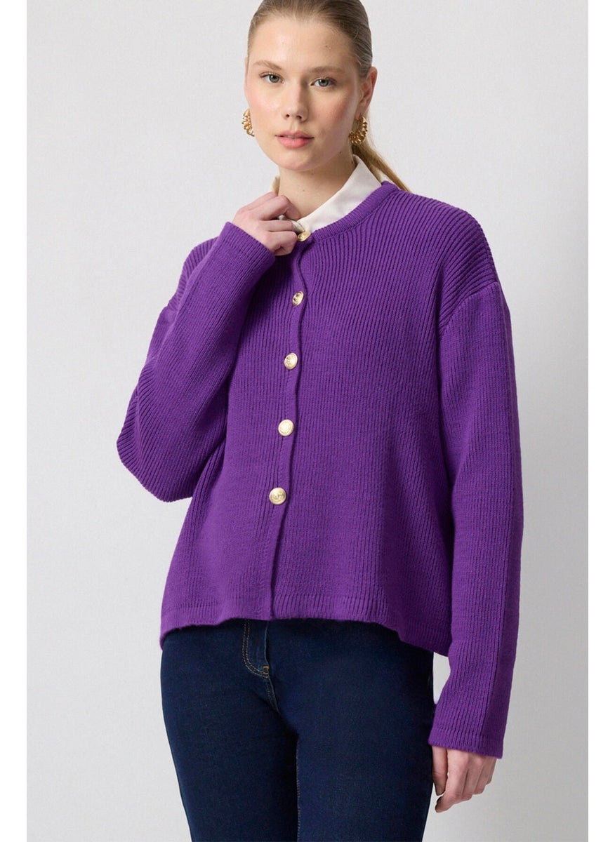 Touche - Gold Buttoned Short Cardigan - Image 1