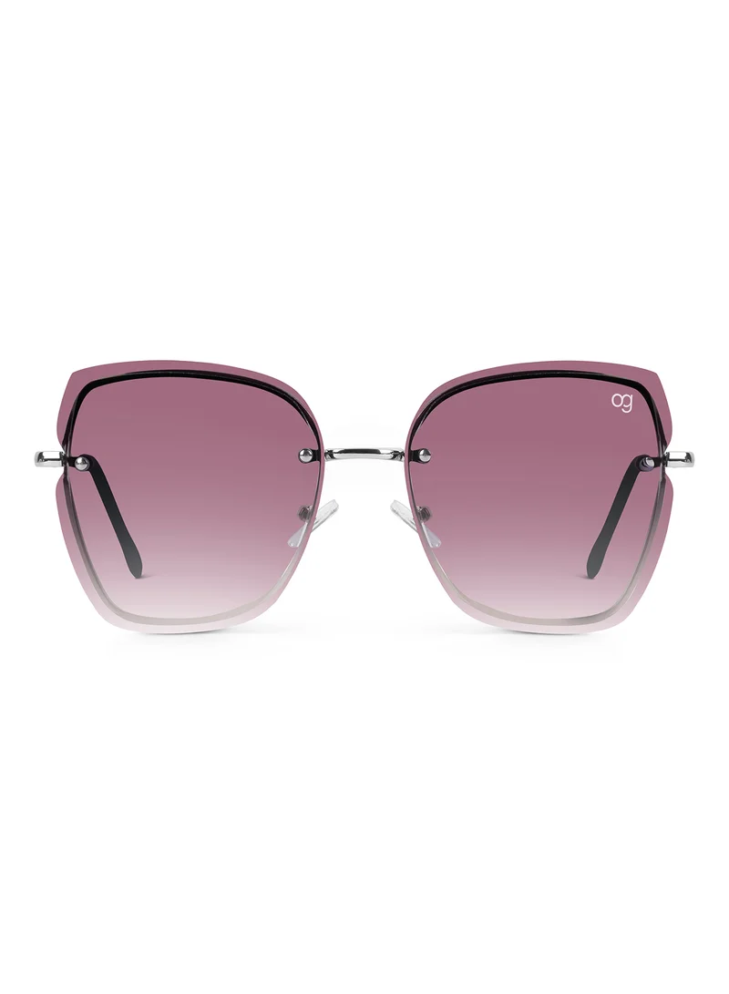 Woggles Latest & Stylish UV Protected Purple Cateye Rimless Sunglasses for Women