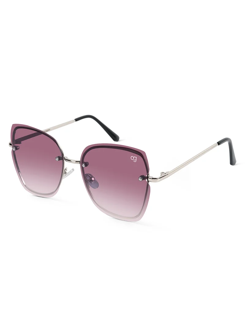 Woggles Latest & Stylish UV Protected Purple Cateye Rimless Sunglasses for Women