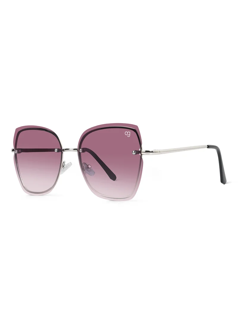 Woggles Latest & Stylish UV Protected Purple Cateye Rimless Sunglasses for Women