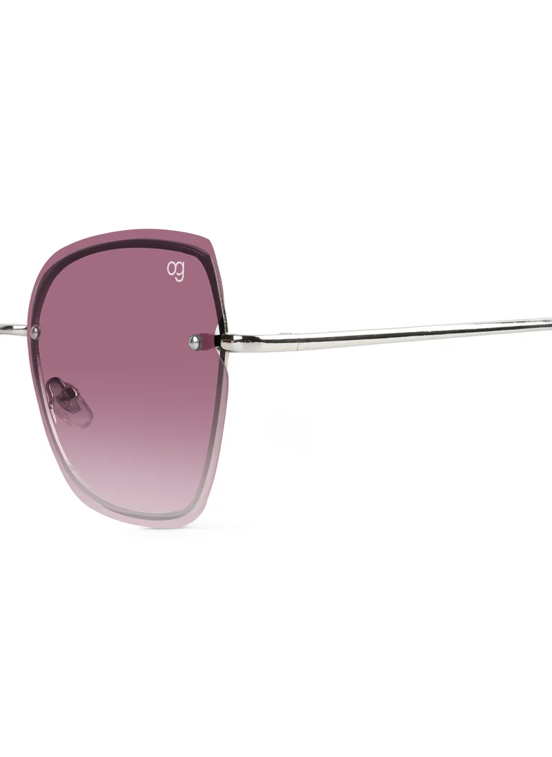Woggles Latest & Stylish UV Protected Purple Cateye Rimless Sunglasses for Women