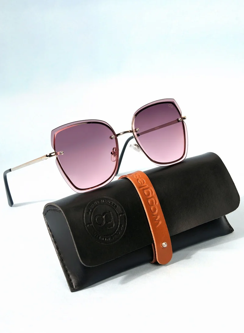 Woggles Latest &amp; Stylish UV Protected Purple Cateye Rimless Sunglasses for Women