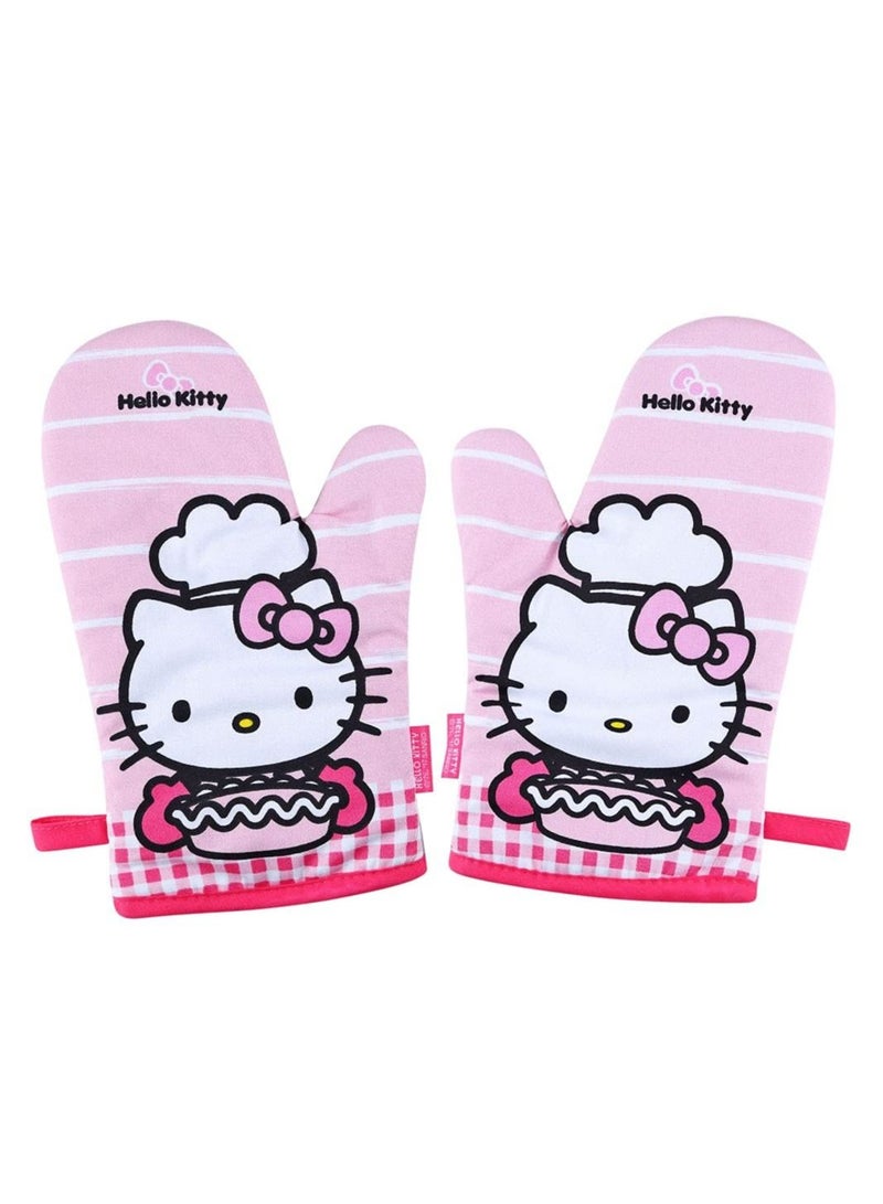 chefmade 2Pcs Hello Kitty Oven Mitts Heat Resistant Kitchen Gloves - Image 1