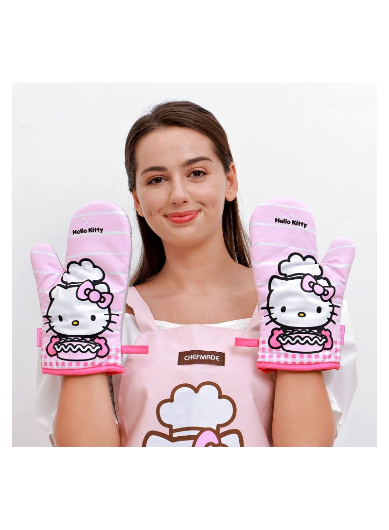 chefmade 2Pcs Hello Kitty Oven Mitts Heat Resistant Kitchen Gloves - Image 3