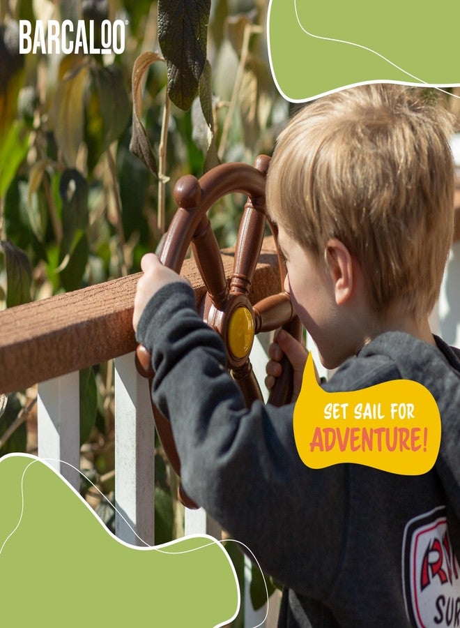 Barcaloo Playground Accessories for Kids Outdoor Playset with Pirate Ship Playhouse Wheel, Telescope & Flag Play Set, Attachments for Backyard Treehouse, Jungle Gym and Swing Set - Image 3