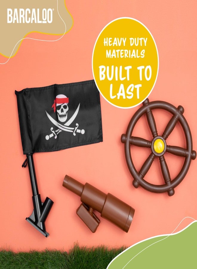 Barcaloo Playground Accessories for Kids Outdoor Playset with Pirate Ship Playhouse Wheel, Telescope & Flag Play Set, Attachments for Backyard Treehouse, Jungle Gym and Swing Set - Image 4