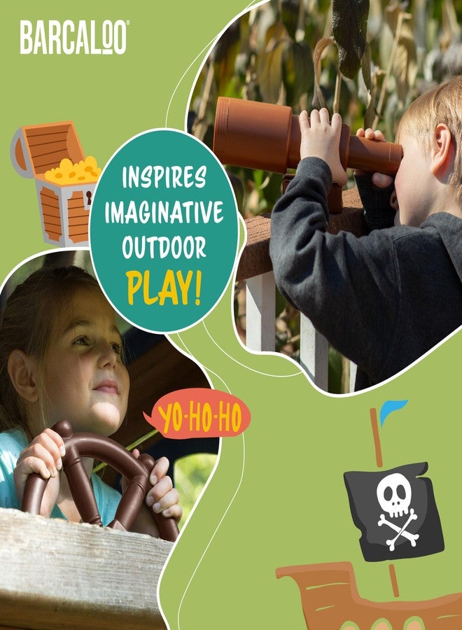 Barcaloo Playground Accessories for Kids Outdoor Playset with Pirate Ship Playhouse Wheel, Telescope & Flag Play Set, Attachments for Backyard Treehouse, Jungle Gym and Swing Set - Image 5
