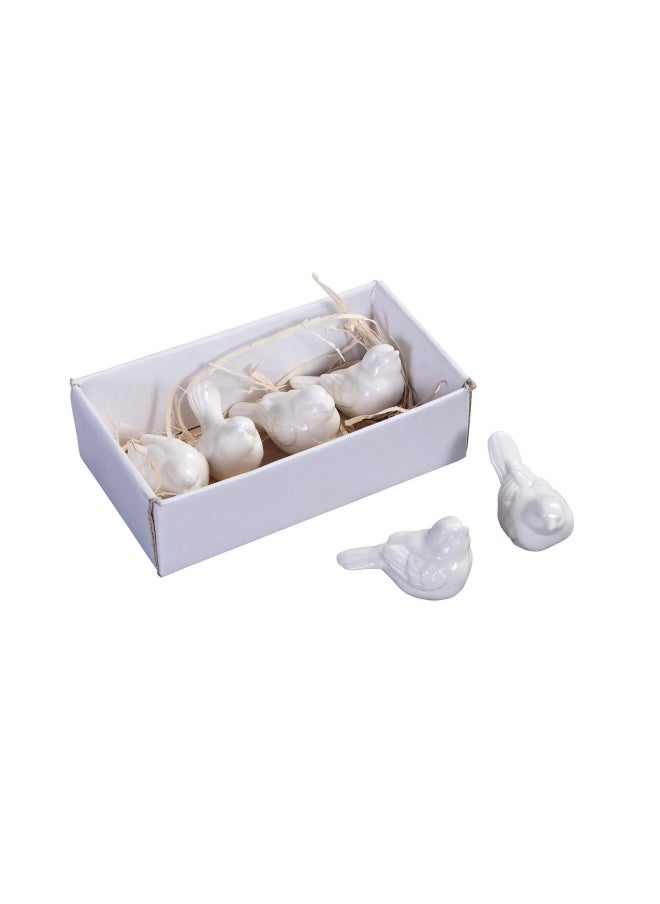 Creative Co-op Creative Co Op De5729 Set Of 6 White Ceramic Birds 25  - Image 1